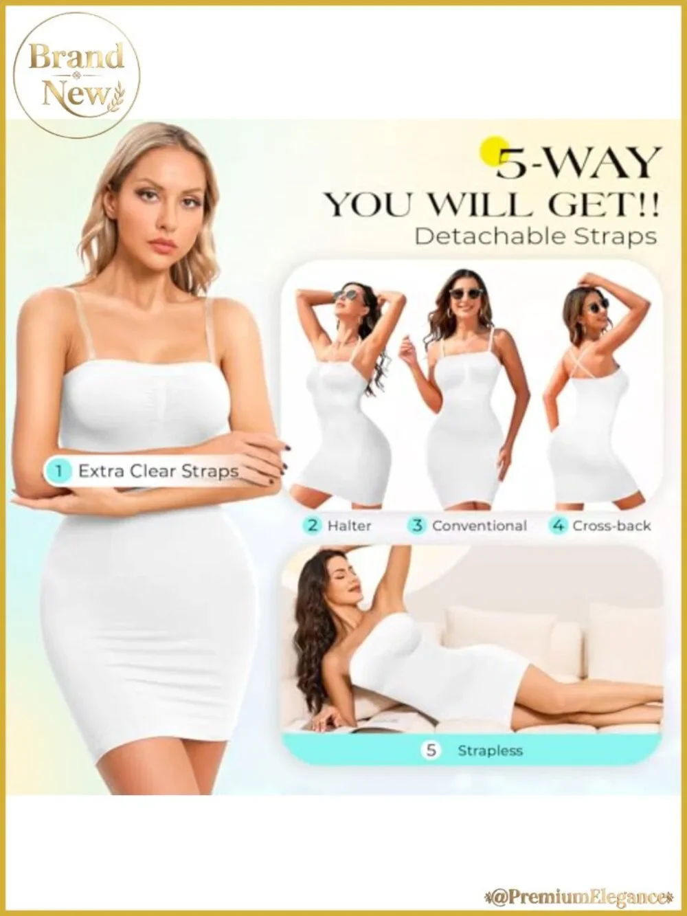 Strapless Shapewear Slip Dress for Women Tummy Control Full Slip Nylon
